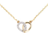 Diamond Pave Heart Shape Infinity Friendship Necklace in UK Hallmarked 9ct Yellow Gold